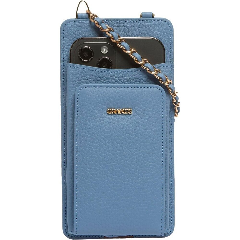 Genuine Leather Crossbody Bag Women Small Phone Wallet Credit Card Iced Blue